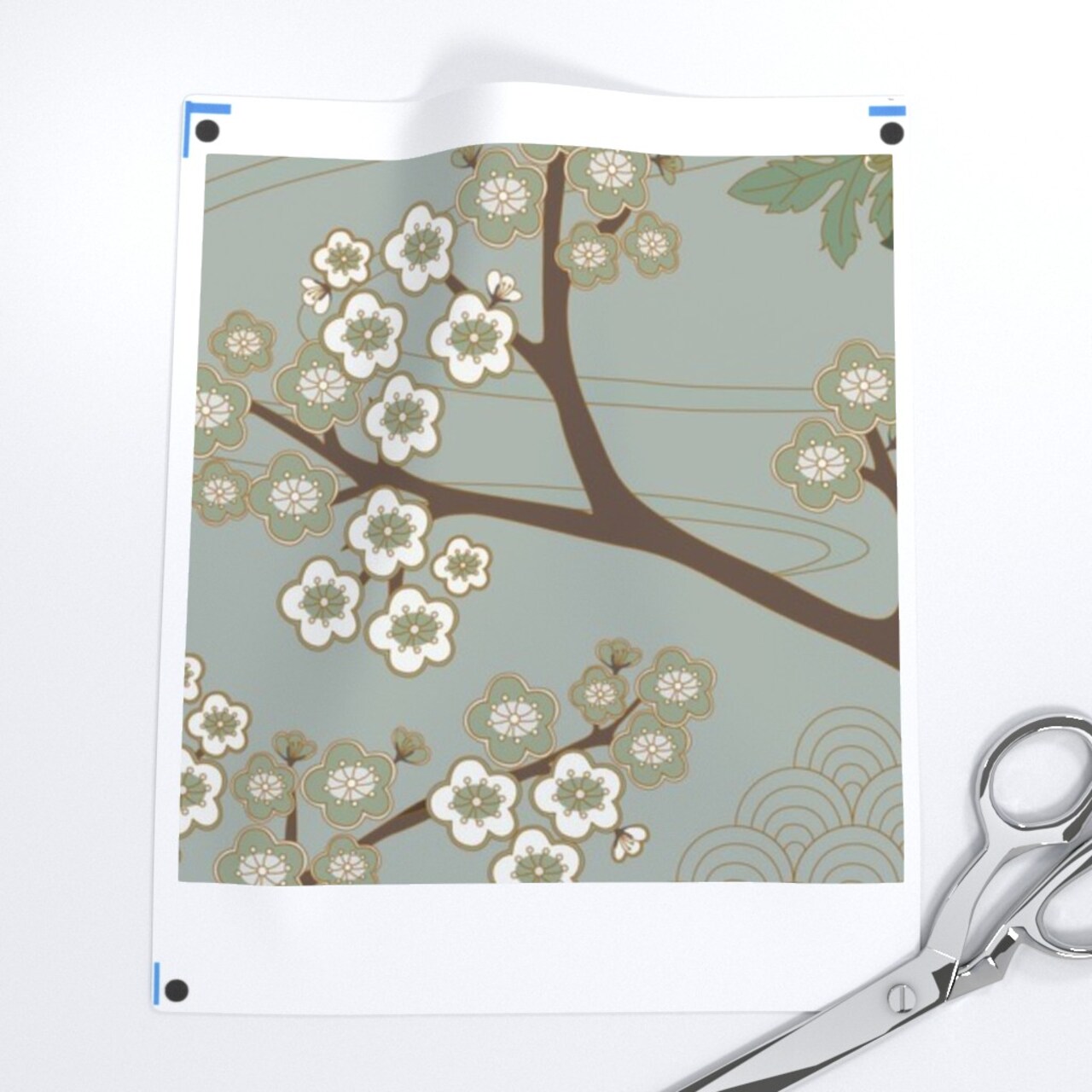 Crane Chinoiserie Sakura Cherry Blossom Floral Birds And Flowers Gardens Custom Pre-pasted Wallpaper by Spoonflower Pre-Pasted Wallpaper 2FT Wide